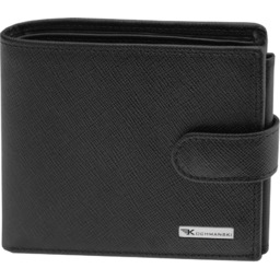 Klasyczny czarny portfel męski skóra naturalna saffiano Charles