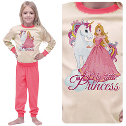 Piżama Dziecięca Dla Dziewczynki Bawełniana Długi Rękaw Księżniczka