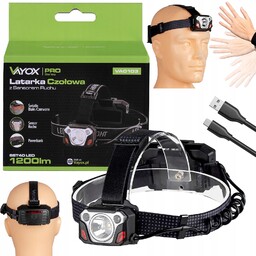 Latarka Czołowa Akumulatorowa Mocna Usb-c 1200 lm Sensor