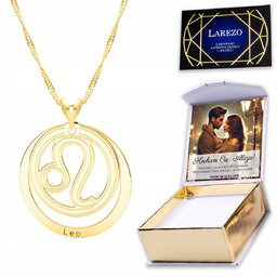 Złoty Naszyjnik 925 Znak Zodiaku Lew z Lwem