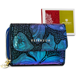 Mały portfel skórzany z systemem RFID wzór motylki