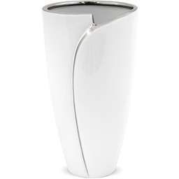 Wazon ceramiczny nowoczesny biały srebrny 29,5x16 112766