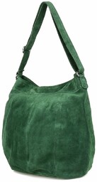 Ciemno- zielona zamszowa torebka damska A4 skórzana worek