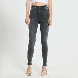 Sinsay - Jeansy skinny high waist - Szary