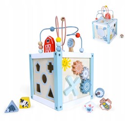 Drewniana kostka edukacyjna sorter +klocki Ecotoys