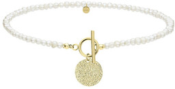 Perły z medalionem pozłacanym ze stali szlachetnej