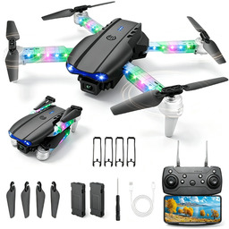 Dron Z Kamerą Led Wifi Fpv Składany Podwójna