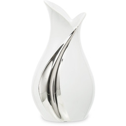 Wazon dekoracyjny ceramiczny biało srebrny 26x14x8,5 131499