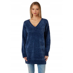 GUESS KOBIECY GRANATOWY SWETER LUŹNY DŁUGI DEKOLT V