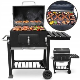 Duży Grill Ogrodowy Półka Popielnik Termometr Żeliwny Ruszt