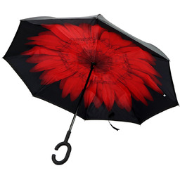Damski parasol długi automatyczny z rączką i kwiatem