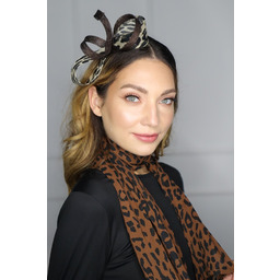 Pakamera SANDRA fascynator sinamay brąz panterka