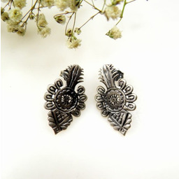 Kolczyki srebrne oksydowane - Parzenice góralskie na sztyftach