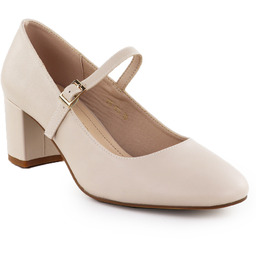 Czółenka na niskim obcasie z paskiem cieliste Sergio