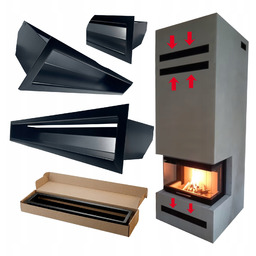 Kratka kominkowa wentylacyjna Luft czarna metalowa prosta 700x75mm