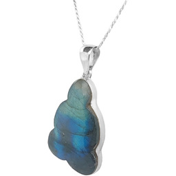 Labradoryt chmura wisiorek oprawiony (ZAW59) Srebro [925]