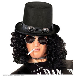 Cylinder gwiazdy rocka, czarny