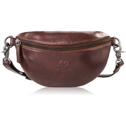 Saszetka damska skórzana nerka crossbody do ręki brązowa
