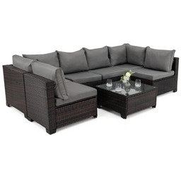 Zestaw mebli ogrodowych z technorattanu ALVANI Brązowy Szare