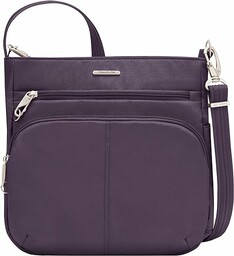 Travelon Damska antykradzieżowa klasyczna torba crossbody, N/S, Fioletowy,