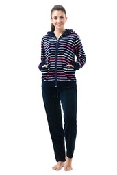 Luna Dres damski długi 341 welurowy M granatowy