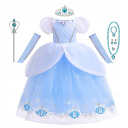 Kopciuszek Kostium Strój Kopciuszka Sukienka +dodatki 130 cm,8