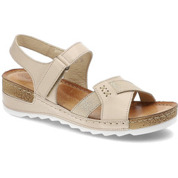 Wasak Beżowe Sandały Wygodne Skórzane Buty