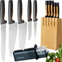 Fiskars Zestaw Komplet 5 Noży W Bloku Ostrzałka