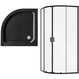 BESCO Kabina prysznicowa półokrągła ZARYA BLACK 80x80x190