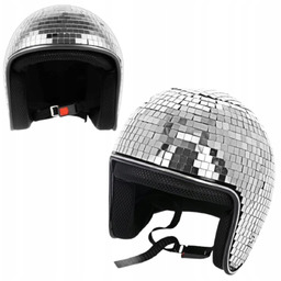 Kask Dyskotekowy Imprezowy Lustrzany Kula na Głowie Dekoracja