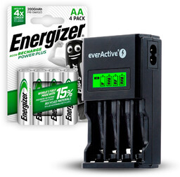 Ładowarka akumulatorków everActive NC-450+4x R6 Aku Energizer Power