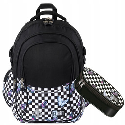 Plecak Szkolny 2W1 Cheesboard Kratka Pepitka Motyle Zestaw