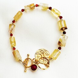 Pakamera Bransoletka z kamieni , kryształ górski, księżyc,