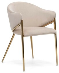 Krzesło tapicerowane DC-942 Beżowy welur Złote nogi