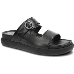 Chebello Czarne Klapki Wygodne Skórzane Buty