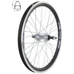 Koło rowerowe tylne 20" - Obręcz stożkowa, Piasta