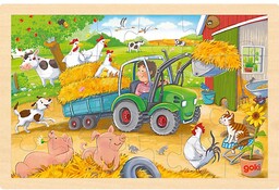 Puzzle drewniane dla dzieci traktor krajobraz wsi 24