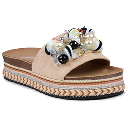 Klapki damskie na platformie na lato beżowe