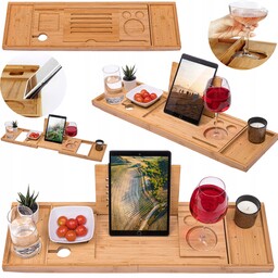 Półka Łazienkowa Stolik Podstawka Na Wannę Bambusowa Nakładka