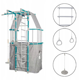 drabinka gimnastyczna z domkiem Indigo Pastel turkusowy