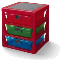 Regał z szufladami Lego 3-Drawer Storage Rack czerwony