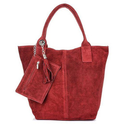 Shopperka bordowa skórzana T49