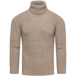 Ciepły sweter męski z golfem wełniany beżowy Recea