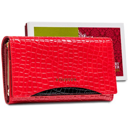 Lakierowany Portfel Damski Z Motywem Krokodylej Skóry