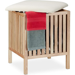 Relaxdays Kosz na pranie z siedziskiem, taboret łazienkowy