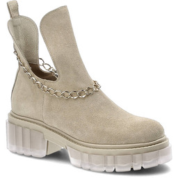 Lemar Beżowe Botki Skórzane Buty Damskie