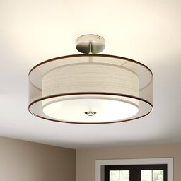 Lampa sufitowa Lindby Pikka, brązowa, tekstylna, Ø 50
