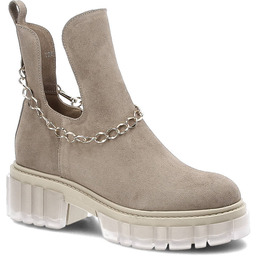 Lemar Beżowe Botki Skórzane Buty Damskie