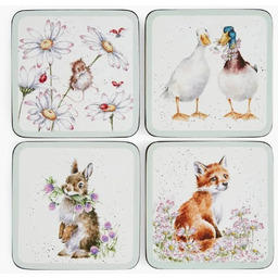 PODKŁADKI KORKOWE PIMPERNEL Wrendale Wildflowers Zwierzęta MAŁE Komplet