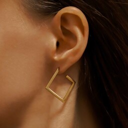 Kolczyki damskie złote duże romby geometryczne ze stali